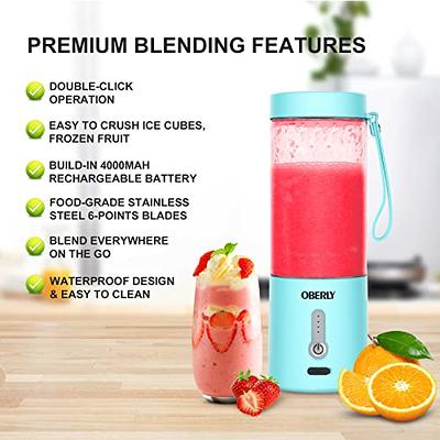 Portable Mini Blender,Smoothie Blender-Two Blades, Mini Travel Personal Blender with USB Rechargeable Batteries,Household Fruit Mixer,Detachable Cup