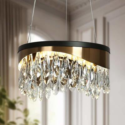 LNC Modern Chandelier 1-Light Glam Drum Plating Brass and Matte