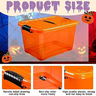 Abbylike 37 Quarts Halloween Storage Bin Holiday Seasonal Storage Totes  with Lids Orange Purple Halloween Ornament Storage Containers for Halloween