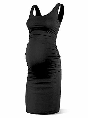 OUGES Fall Maternity Maxi Dresses Long Sleeve Wrap V Neck Baby