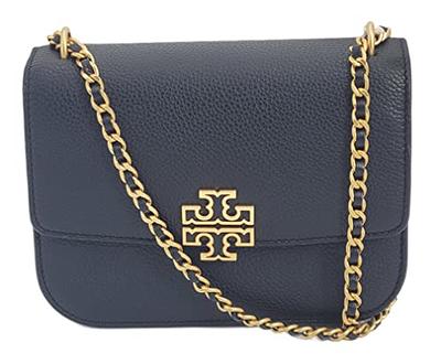 Tory Burch Britten Convertible Crossbody Bag With Gold Hardware (Black):  Handbags