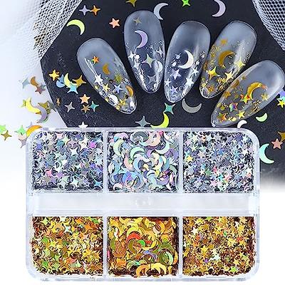 Star Nail Art Glitter - Hollow Laser Holographic Silver