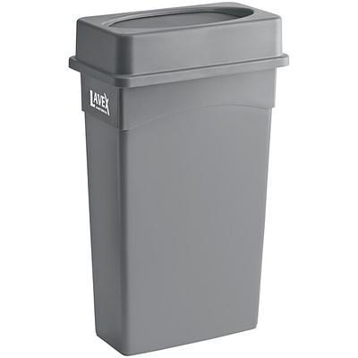 Lavex 16 Gallon Black Slim Rectangular Trash Can with Flat Lid