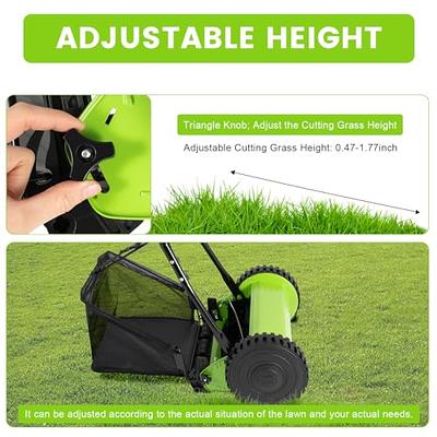 12 5-Blade Reel Manual Push Lawn Mower with Grass Catcher