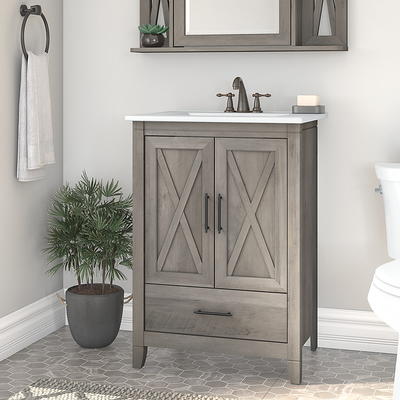 Bush Furniture Key West Small Bathroom Storage Cabinet in Washed Gray