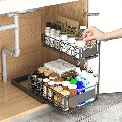  REALINN Under Sink Organizer, Pull Out Cabinet Organizer 2 Tier  Slide Out Sink Shelf Cabinet Storage Shelves, Under Sink Storage for Kitchen  Bathroom Cabinet: Home & Kitchen