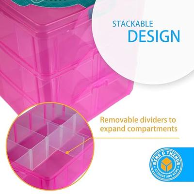 Clear 4-Tier Stackable Storage Containers with lids - 40 Adjustable  Compartments for Craft Organizers - Storage box for Jewelry, beads, kids  toys, makeup box and sewing supplies