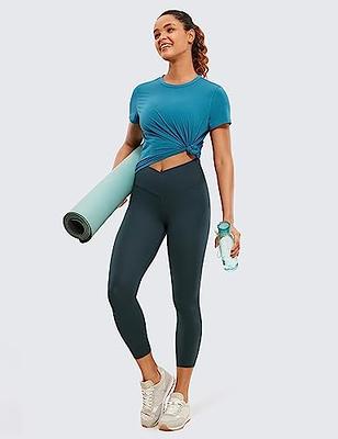 Women's Sports Leggings, Plus Size Crossover High Waist Medium Stretch  Fitness Yoga Workout Capri Leggings