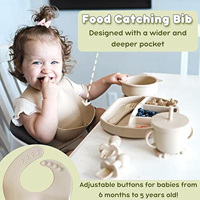 Silicone Baby Feeding Set, Baby Led Weaning Supplies with Suction Bowl  Divided Plate, Toddler Self Feeding Dish Set with Spoons Forks Sippy Cup  Adjustable Bib, Eating Utensils for 6+ Months(Blue) - Yahoo