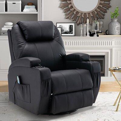 Faux Leather Reclining Heated Massage Chair Latitude Run Upholstery Color: Black Faux Leather