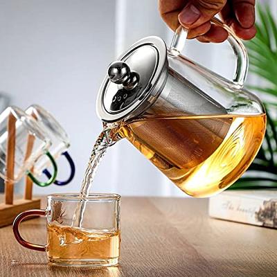 Glass Tea Teapot Infuser with Stovetop Removable Pot Safe Kettle Clear