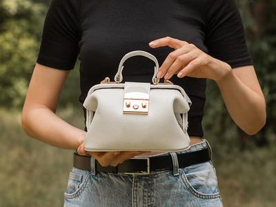 White Leather Purse Crossbody Bag Small Bag Handmade Bag 