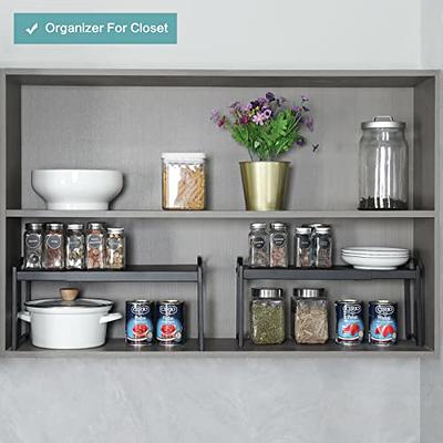 2 Pack White Kitchen Cabinets Countertop Shelf Organizers, Expandable &  Stackabl