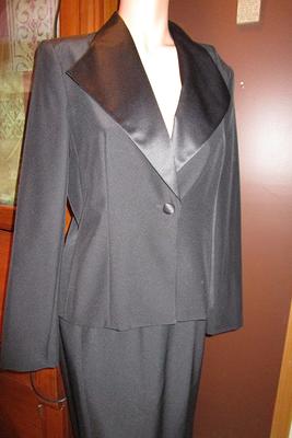 Vintage, 80S, Bloomingdales, Black, Tuxedo, Skirt, Suit, Nwt, Size