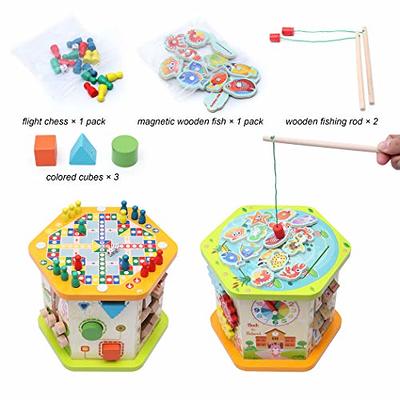 Shape Sorter Learning Toys for Toddlers 18M+, Wooden Stacking Blocks  Montessori Toys for 2 3 Year Old Colorful Activity Cube Learning &  Education