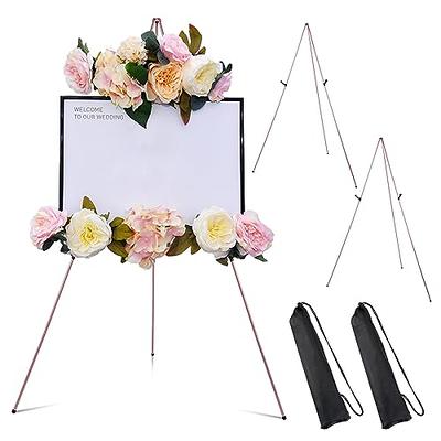  Teling 2 Pcs Easel Stand for Display 63'' Folding Portable  Painting Easel for Wedding Sign Poster for Painting Canvas Large Floor  Standing Lightweight Metal Foldable Tripod Easel with Bag (Gold)