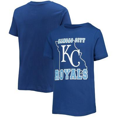 Men's Stitches Royal Kansas City Royals Button-Down Raglan Replica Jersey