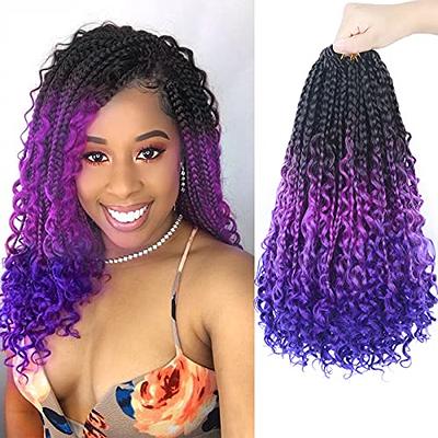  Ombre Box Braid Crochet Hair Waist-Length 30 Inch 7 Packs  Medium Size Synthetic Pre-looped Long Crochet Braids Hair Extensions For  Women (30Inch,Purple-Blue-Light P) : Beauty & Personal Care