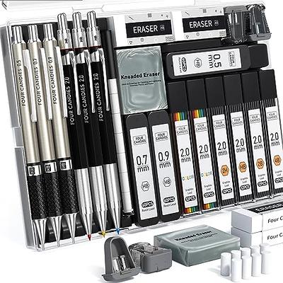 FourCandies 25PCS Art Mechanical Pencil Set with Case, 3PCS Metal Artist  Lead Pencil 0.5, 0.7, 0.9