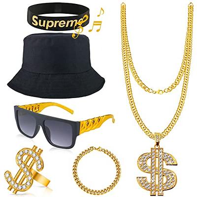 Skeleteen Rapper Gold Chain Accessory - 90S Hip Hop Fake Gold Costume  Necklace 