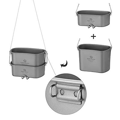 COOK'N'ESCAPE Titanium Camping Cooking Pot, Camping Cookware Set with Folding Handle,Compact Frying Pan Open Over Fire Cooking for Outdoor