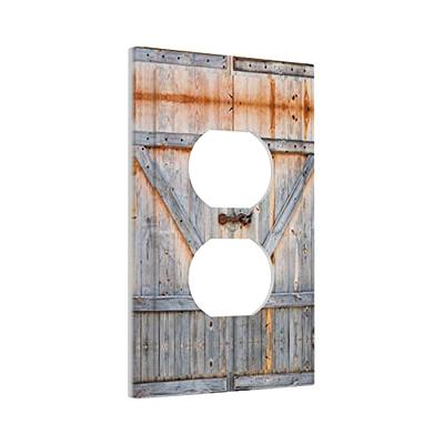 Rustic Timber Door Duplex Outlet Covers Wall Plate for Electrical Outlets  Decorative Barn Door Outlet Cover Plate Cool Wall Plates for Outlet Lights