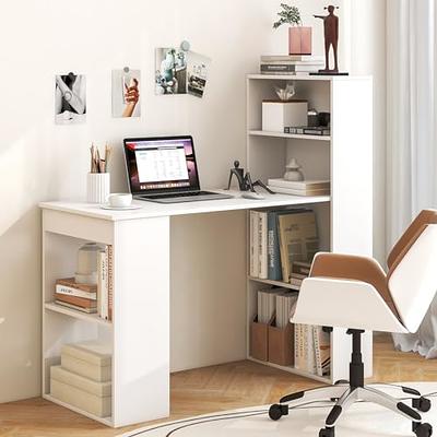 Tangkula Computer Desk Study Writing Table Small Space w/ Drawer & Monitor  Stand Walnut