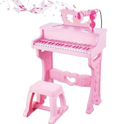 Kids Electronic Grand Piano Musical Instrument Keyboard Toy Microphone &  Stool