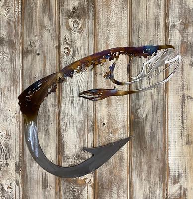 Metal Steelhead Fishing Art, Wall Native Trout Cabin Decor, Lodge