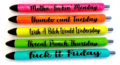 Weekday Glitter Inkjoy Gel Pen, Curse Word Pen Set, Adult Non Words  Available - Yahoo Shopping