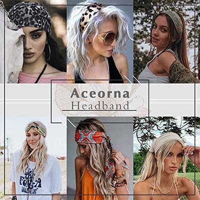 Aceorna Boho Headbands Wide Knotted Hairbands Stretch Turban Head