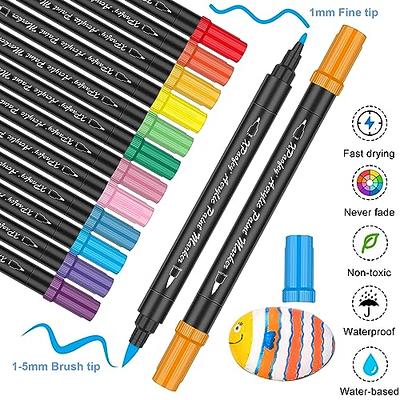  LIGHTWISH 60 Colors Acrylic Paint Pens,30Pcs Dual Brush Tip &  Two Colors Acrylic Paint Markers,Waterproof,Quick Dry Acrylic Paint Markers  for Glass,Rock Painting,Wood,Metal,Canvas,Ceramic,DIY Crafts : Arts, Crafts  & Sewing