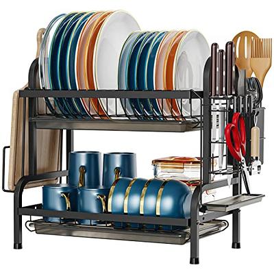 Godboat Dish Drying Rack with Drainboard, 2-Tier Dish Racks for Kitchen  Counter, Dish Drainer Set with Utensils Holder, Large Capacity Dish  Strainers with Drying Mat, Cool Kitchen Gadgets (Black) - Yahoo Shopping