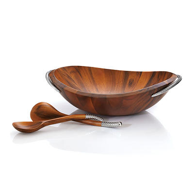 Large Suar Wood Salad Bowl & Servers Teak Set