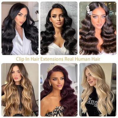 Clip in Hair Extensions Real Human Hair for Women 20inch 7pcs Black Hair Extensions 70g 100% Remy Virgin Human Hair Clip in Extensions Double Weft