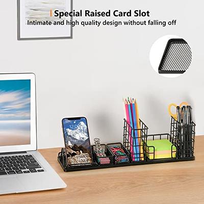 Desk Organizer, Desktop Organizer With Pencil Holders, Sticky Note Tray,  Paperclip Storage And Office Accessories Caddy, Office Stationery Supplies  Or