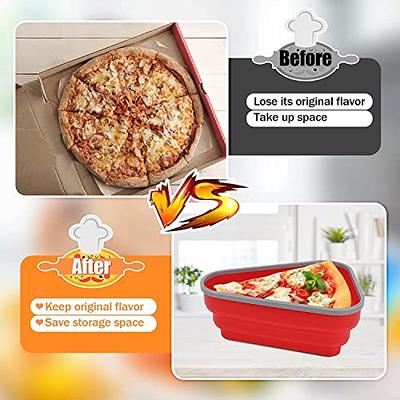 Pizza Storage Container with Silicone, Expandable Pizza Container with 5  Microwavable Serving Trays