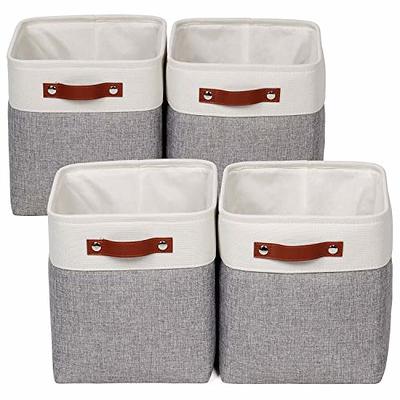 Whitmor Fabric Storage Cube - Gray with Leather Bottom