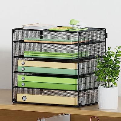 Flexzion Desk Organizer Office Supplies Accessories with Drawer and 6 Compartments (Silver Gray)