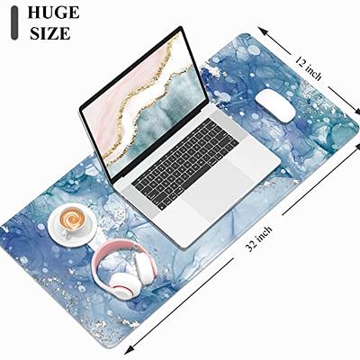 Gray Mouse Pad Large XXL Mousepad with Non-Slip Rubber Stitched Edges Long  Full Grey Desk Mat faor Laptop Gaming Office Work, 31.5 X 12 X 0.12 in