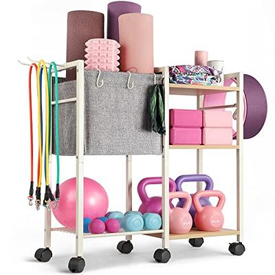 Caroeas Yoga Mat Storage Rack, 27 inches X-Large Yoga Mat Holder Accessories,  Home Gym Equipment Storage Yoga Mats, Women Men Workout Equipment  Organization with 4 Wheels, White - Yahoo Shopping