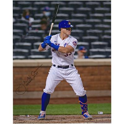 Max Scherzer New York Mets Autographed 11 x 14 Pitching in Blue Jersey Spotlight Photograph - Signed Orange Ink