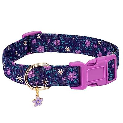 Pink Dog Collar Floral Girl Dog Collar with Rose Flower Bow Tie Dog Collar  for Cute Girl Female Cats Dogs Spring Summer Season Dog Collar for Small