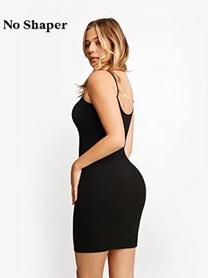 Popilush Slip Dress for Women Built in Bra Black Mini Bodycon Spaghetti  Strap Dresses for Loungewear - Yahoo Shopping