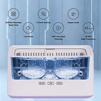 Ultrasonic Jewelry Cleaner 650ml, 45kHz Ultrasonic Cleaning Machine with Degas Mode, 59 Removable Power Cord & Digital Timer, Silver Jewelry