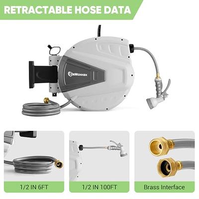 Retractable Hose Reel, 1/2 in x 100 ft Retractable Garden Hose