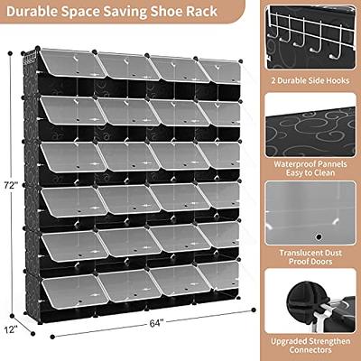 Imseigo 12 Tier Portable Shoe Rack Organizer, 72 Pair Covered Shoe Storage  Shelves Rack,36 Grids Expandable Shelf Storage Cabinet Stand for Heels,Boots,Slippers,Perfect  For Entryway,Hallway (Black) - Yahoo Shopping