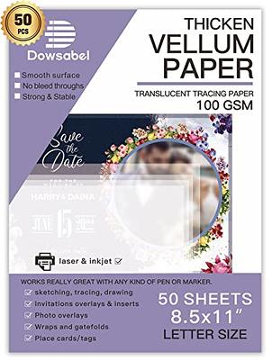 100 Sheets Printable Translucent Vellum Paper, Tracing Paper for  Invitation, Sketching, 93gsm (8.5 x 11 In) 