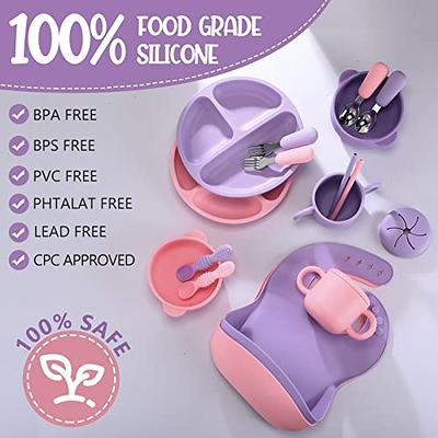 Silicone Baby Feeding Set, 12Pcs Baby Led Weaning Supplies, Includes Baby  Suction Bowls and Plates, Silicone Baby Bibs, Silicone Baby Cup, Silicone