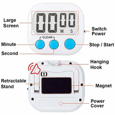 Timer, Kitchen Timers for Cooking Classroom Timer for Kids Teachers  Magnetic Digital Timers 2 Pack, White